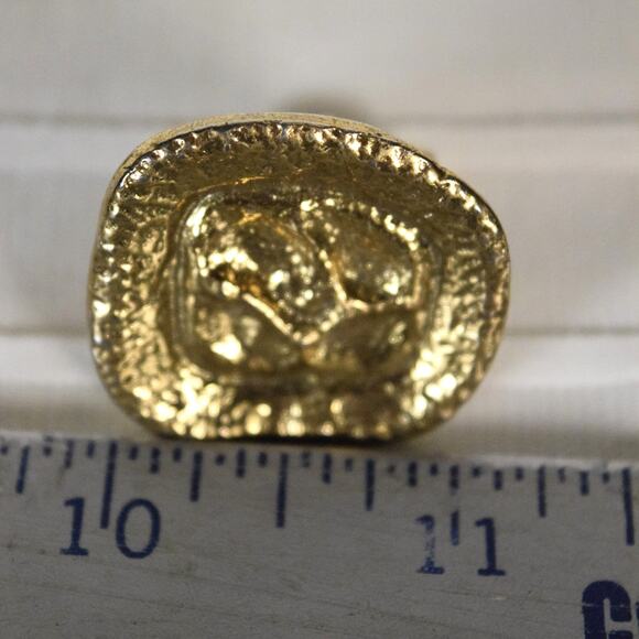 Vintage Modern "Brutalist" Cufflinks Mid Century Modern Gold-Tone 1.25" Square - Picture 8 of 10